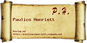 Paulics Henriett névjegykártya